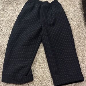Kids Black Pinstripe Pull-On Pants